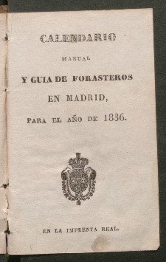Miniatura de Calendario manual y guía de forasteros en Madrid : para el año de 1836