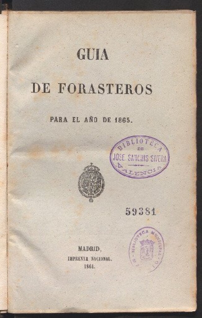 Miniatura de Guía de forasteros : para el año de 1865