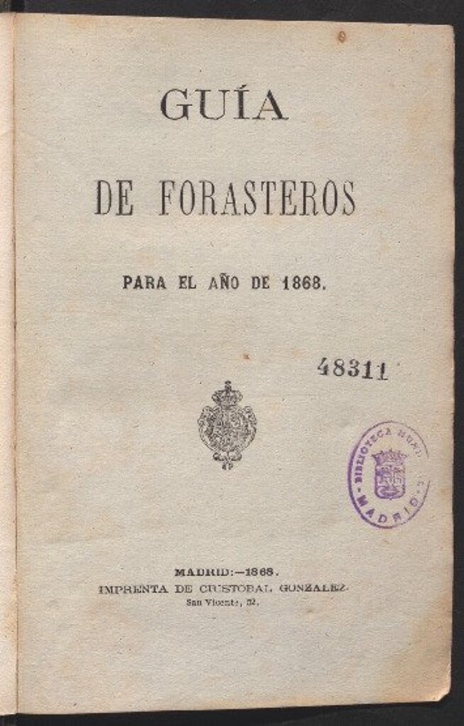 Miniatura de Guía de forasteros : para el año de 1868