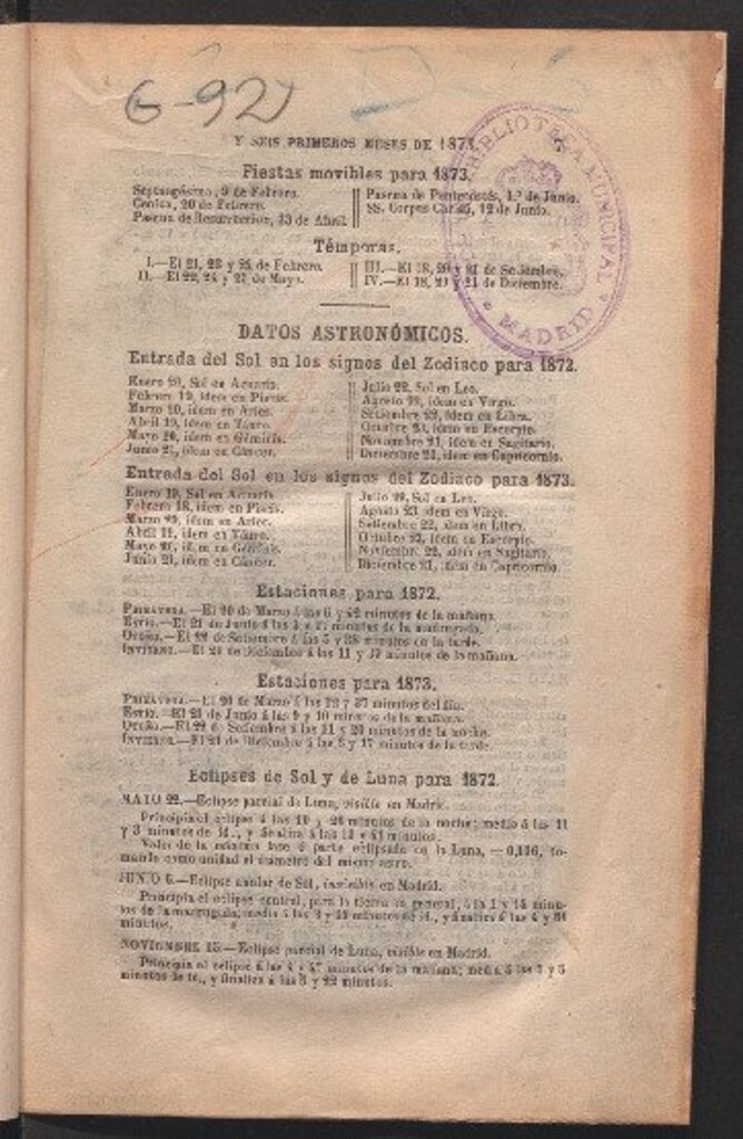 Miniatura de guía de forasteros : año economico de 1872-73