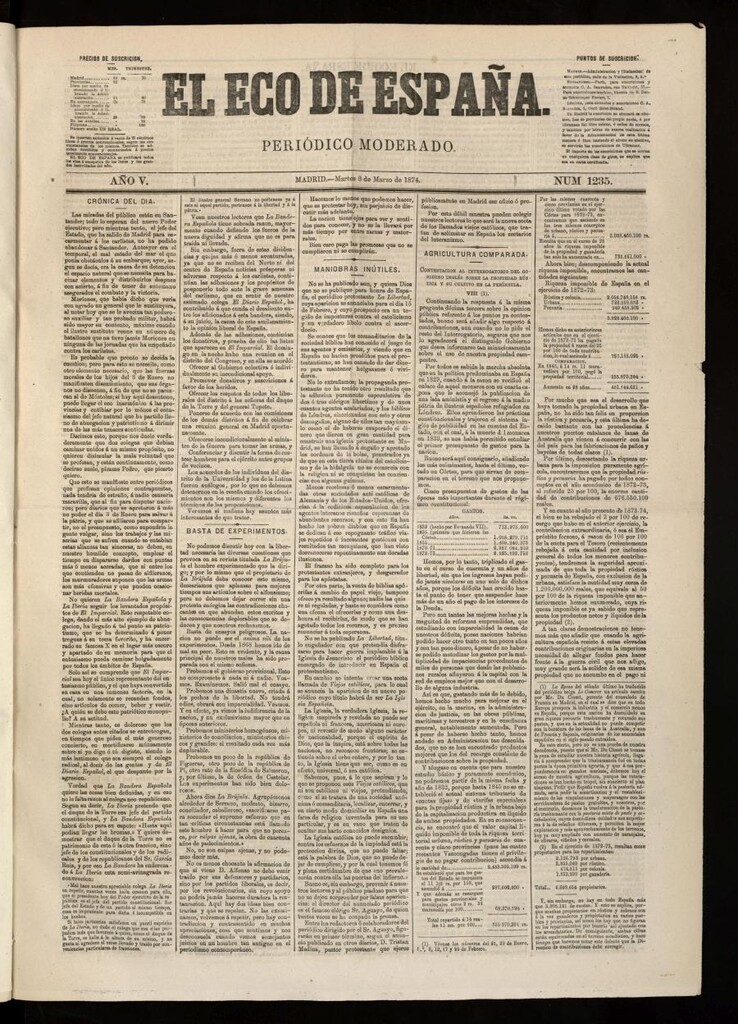 Miniatura de El Eco de España del 3 de marzo de 1874