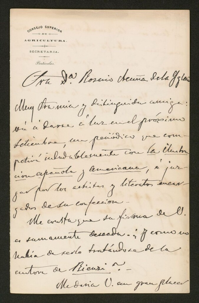 Miniatura de Carta], [s.a] hoy 24, Madrid, a Rosario Acuña de Laiglesia