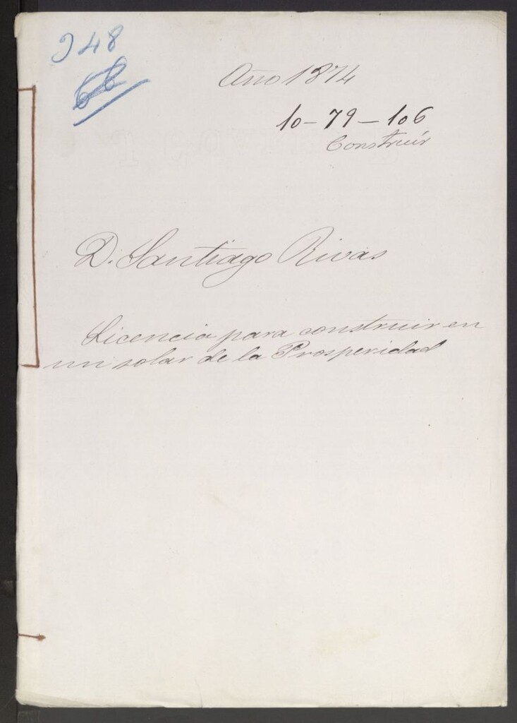 Miniatura de D. Santiago Rivas, licencia para construir en un solar de la Prosperidad.