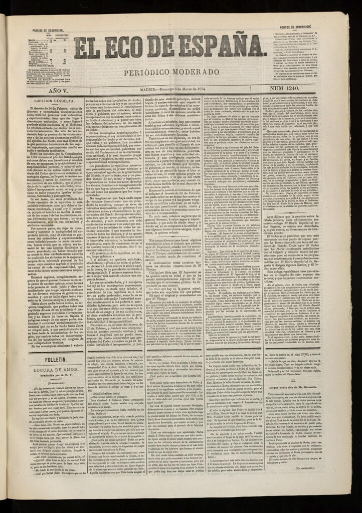 Miniatura de El Eco de España del 8 de marzo de 1874