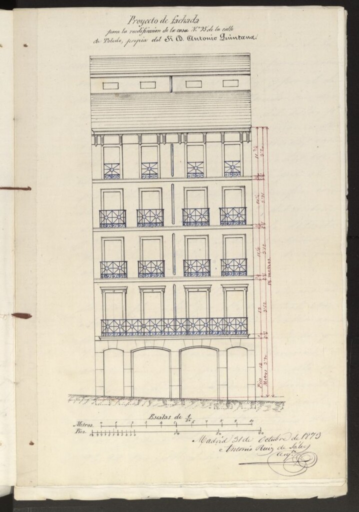 Miniatura de D. Antonio Quintana, para edificar nº 95 de la calle de Toledo.