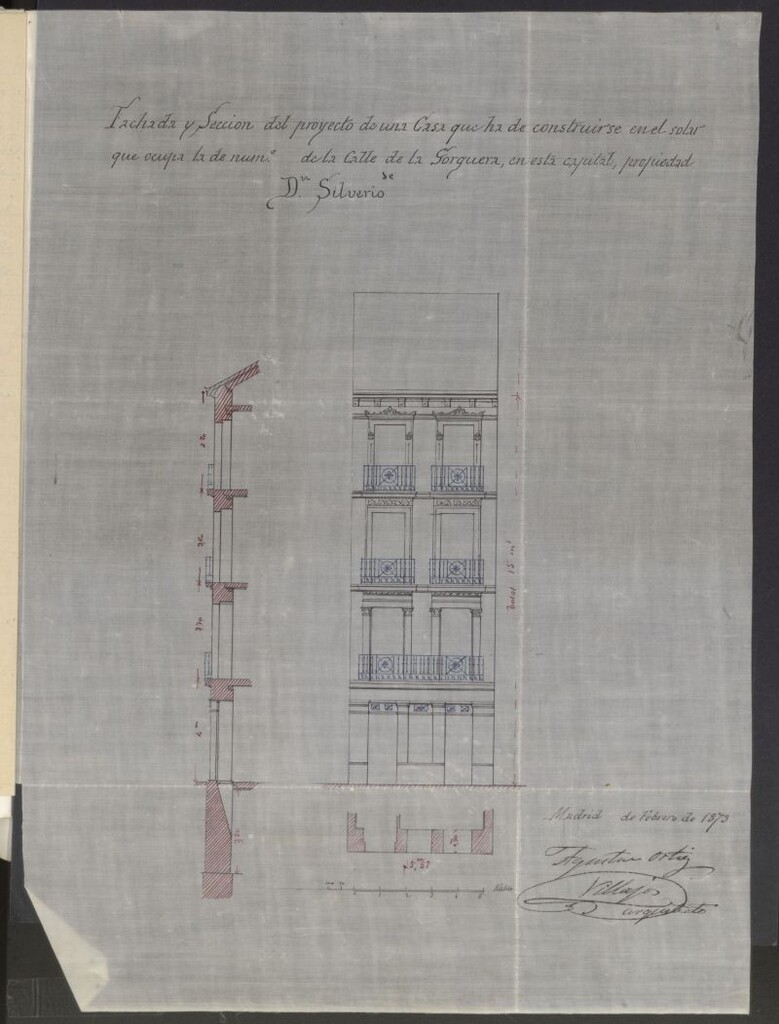 Miniatura de D. Silverio López Larrainza, para construir de nueva planta la casa nº 9, de la calle de Gorguera.