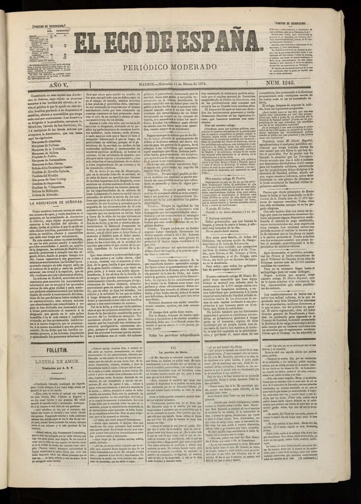 Miniatura de El Eco de España del 11 de marzo de 1874