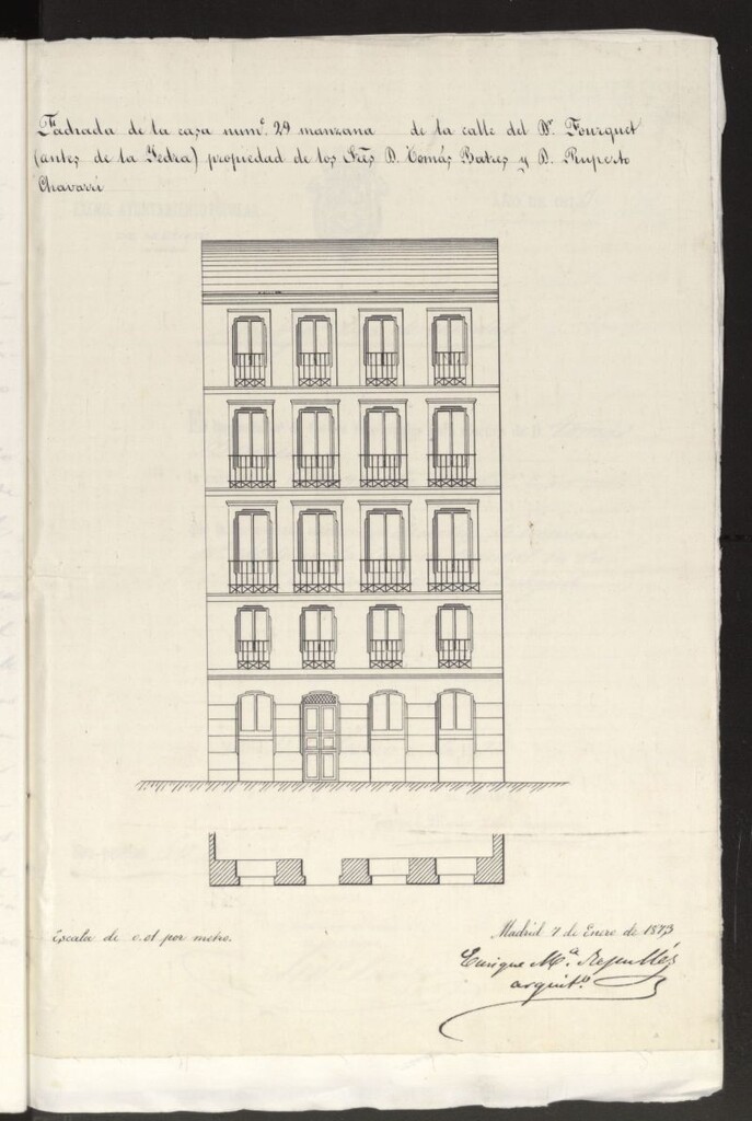 Miniatura de D. Tomás Batres y D. Ruperto Chavarri, para construir de nueva planta la casa nº 29 de la calle del Dr. Fourquet.