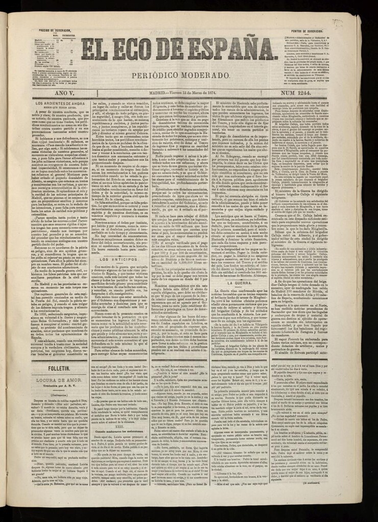 Miniatura de El Eco de España del 13 de marzo de 1874
