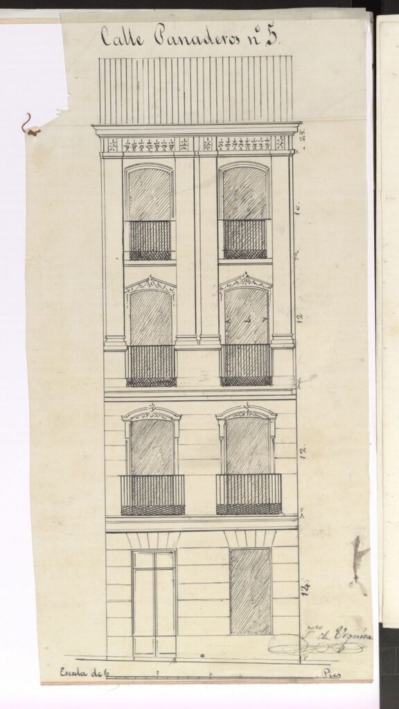 Miniatura de D. Ildefonso Moya, para construir de nueva planta la casa nº 5 de la calle de Panaderos.