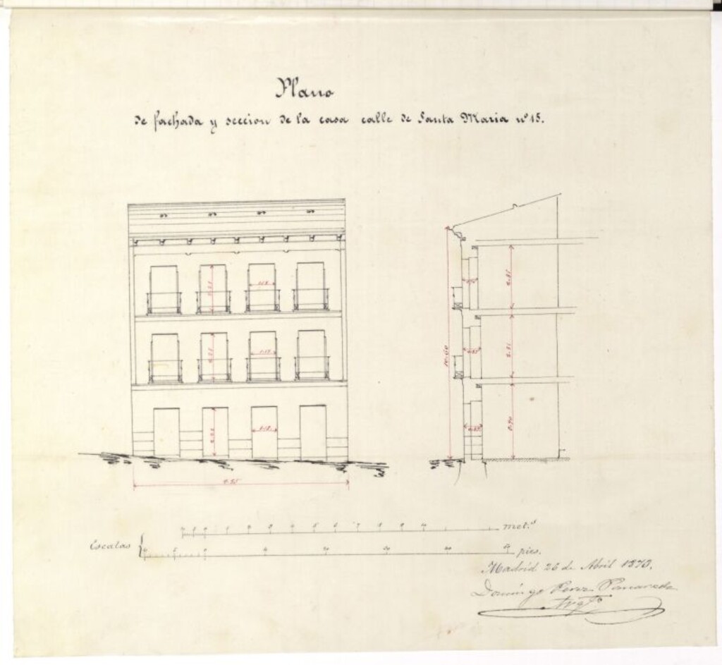 Miniatura de D. Antonio Cuchillero, para edificar de nueva planta la casa nº 15 de la calle de Santa Maria.