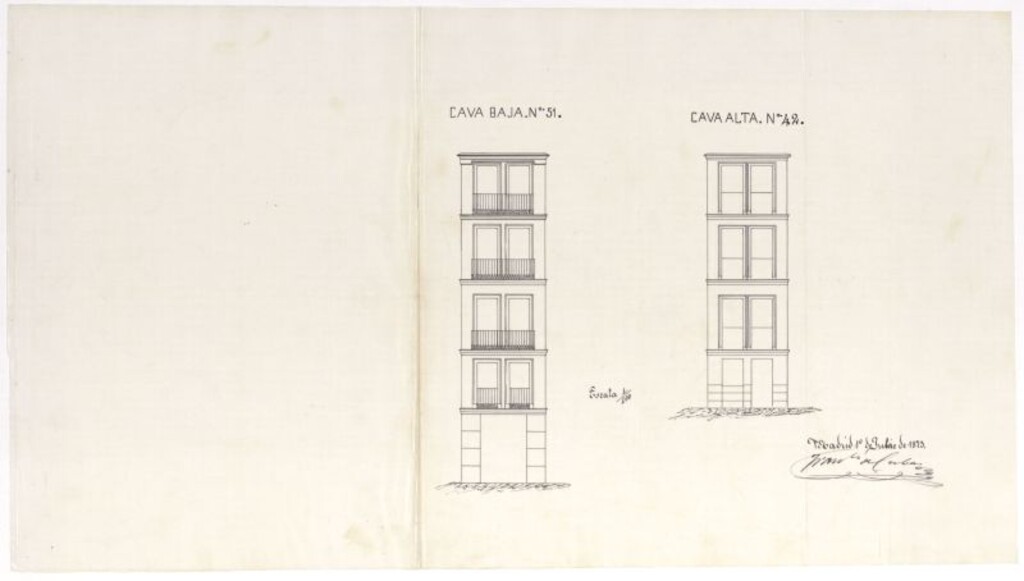 Miniatura de D. Ramón del Rey en representación de D. Manuel Marcos, para la edificación de la casa nº 51 duplicado de la cava baja con acesorias a la alta nº 42.
