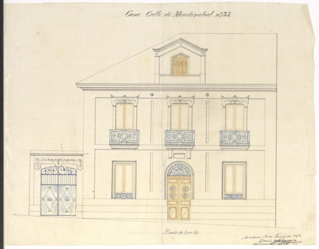 Miniatura de D. José Manuel Sotelo, para edificar de nueva planta en el solar nº 35 de la calle Mendizabal (barrio de Argüelles).