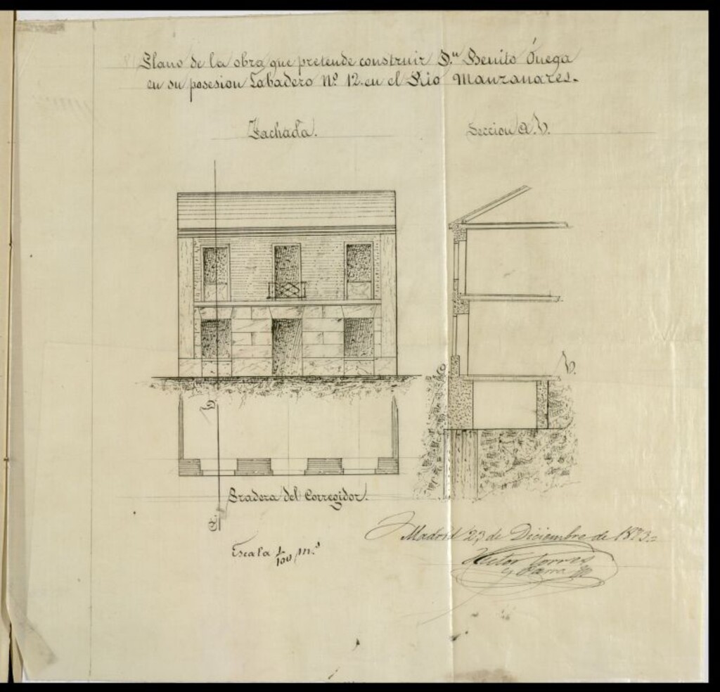 Miniatura de D. Benito Onega, solicitando edificar la casa-lavadero nº 12, en fachada al Paseo del Kilómetro.