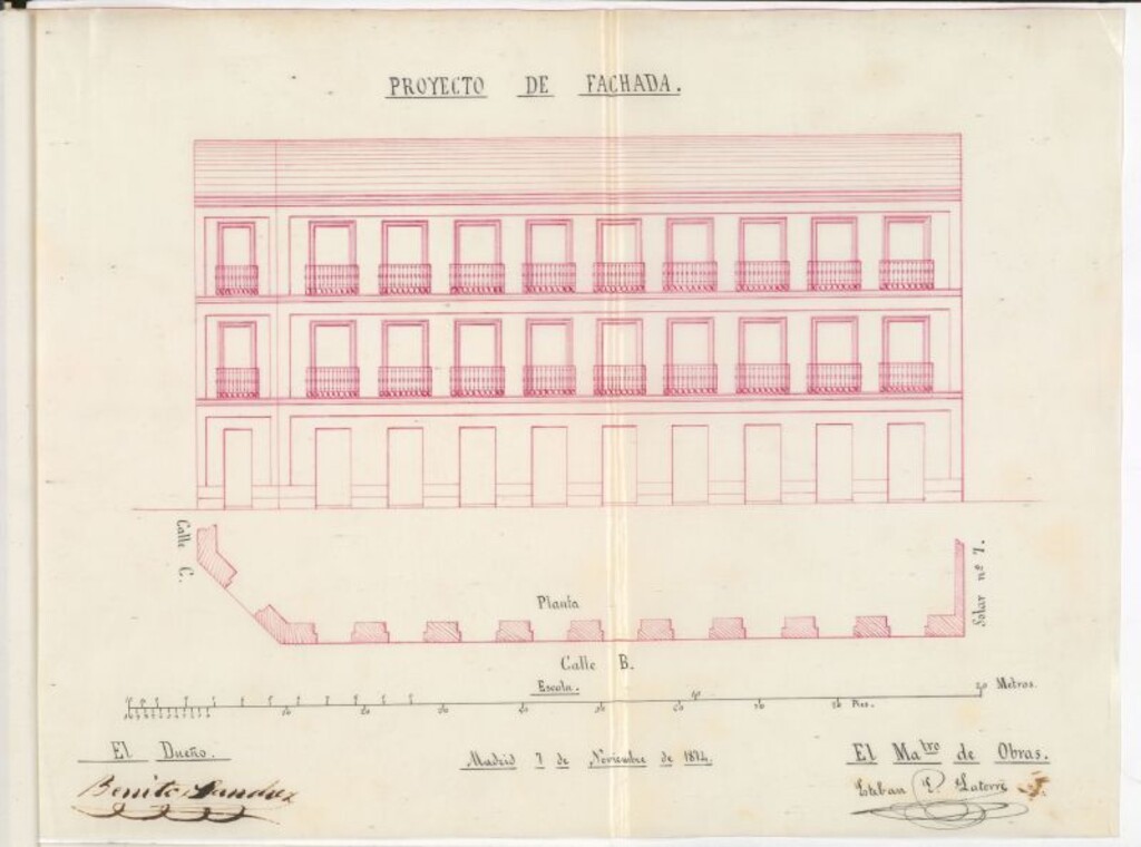Miniatura de D. Benito Sánchez, solicitando edificar en un terreno de la manzana 290, afueras de la Puerta de Alcalá.