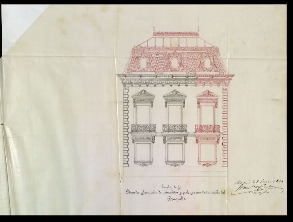 Miniatura de Excmo. Sr. Marqués de Bedmar, solicitándo aumentar dos pabellones en la casa Ronda reformada de Recoletos, de pertenencia del mismo.