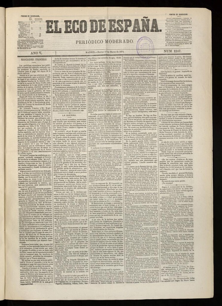 Miniatura de El Eco de España del 17 de marzo de 1874