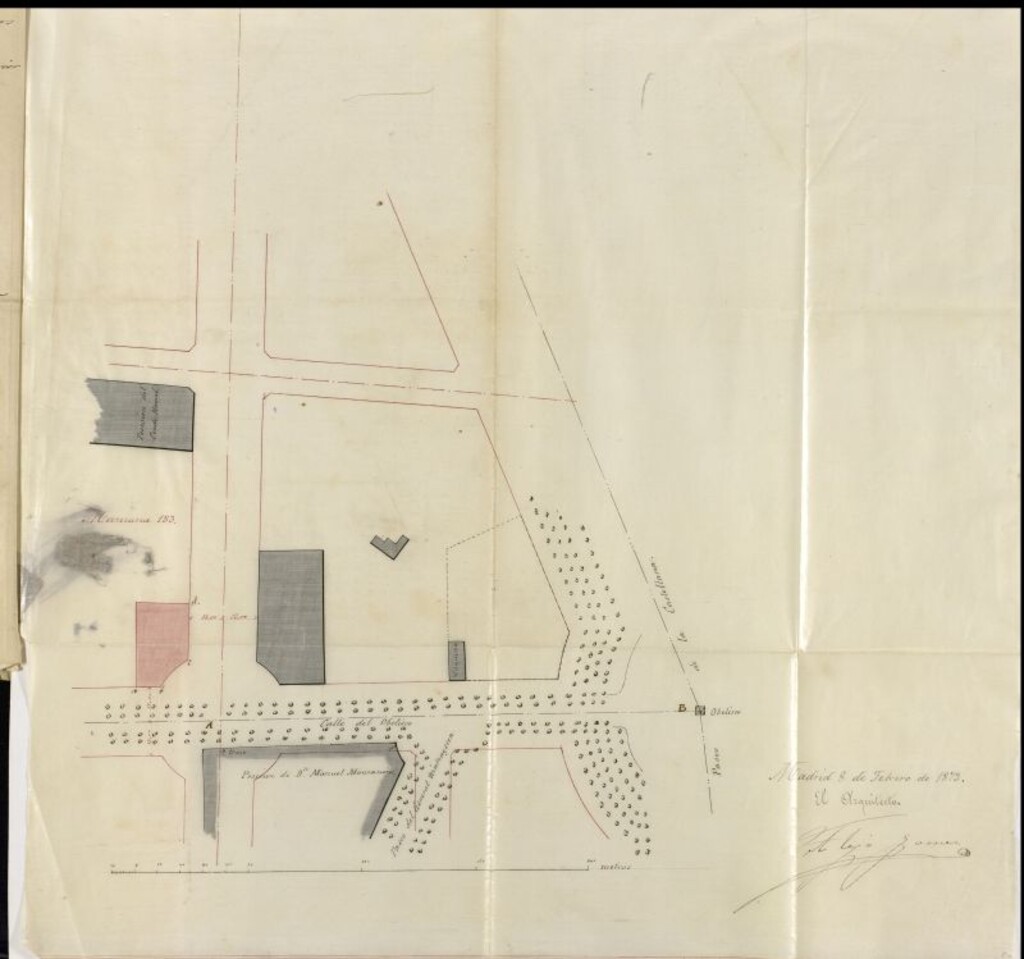 Miniatura de D. Constantino Scharff, para construir de nueva planta en la calle del Obelisco, esquina una nueva calle sin nombre.