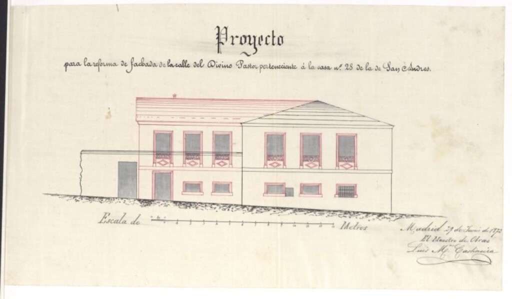 Miniatura de D. Manuel Cao, para construir una habitación interior y abrir una puerta en la casa nº 28, de la calle de San Andrés.