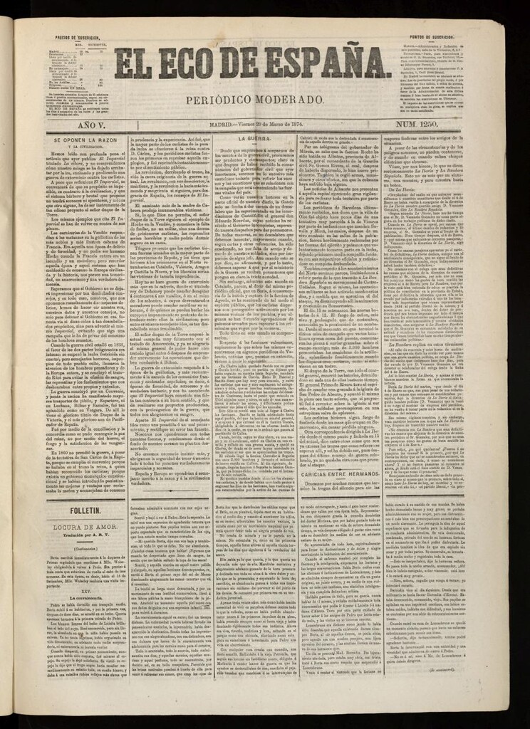Miniatura de El Eco de España del 20 de marzo de 1874