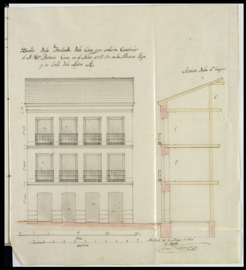 Miniatura de D. Antonio Came,en solicitud de licencia para edificaciön de nueva planta en un solar de la aduana vieja letra A nº 15.