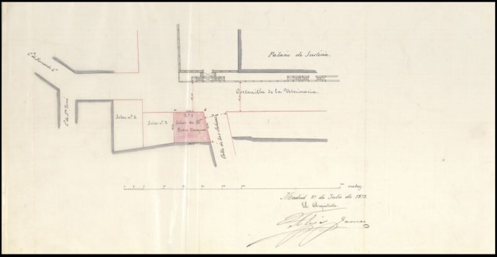Miniatura de D. Pedro Varquez, en solicitud de licencia para construir de nueva planta en el solar nº 3 del Convento de las Salesas.
