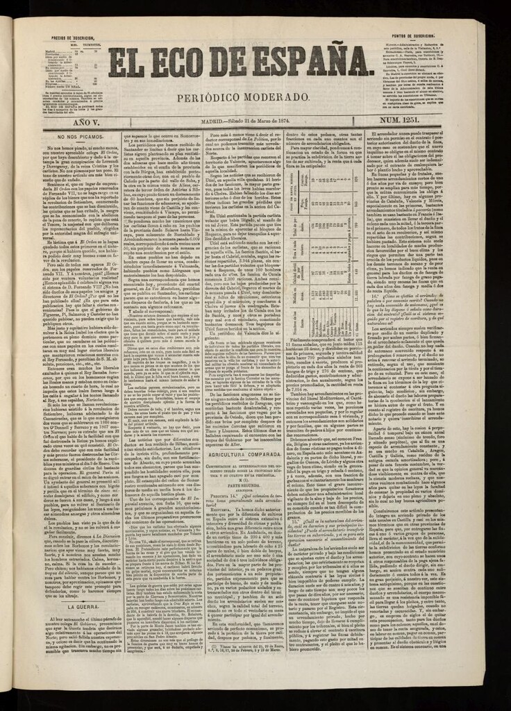 Miniatura de El Eco de España del 21 de marzo de 1874