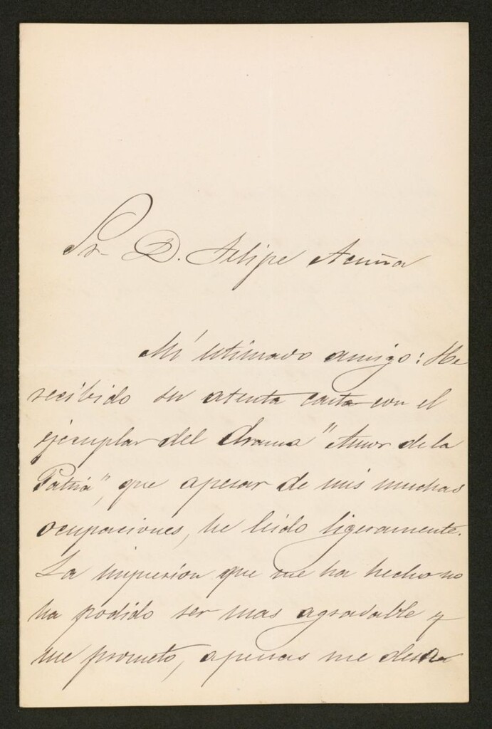 Miniatura de [Carta], 1879 Febrero 13, [s.l.] a Felipe de Acuña