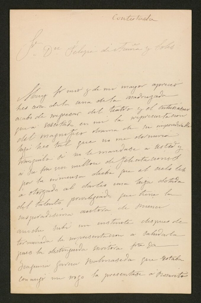 Miniatura de [Carta], 1876 febrero 12, Madrid a Felipe de Acuña y Solis