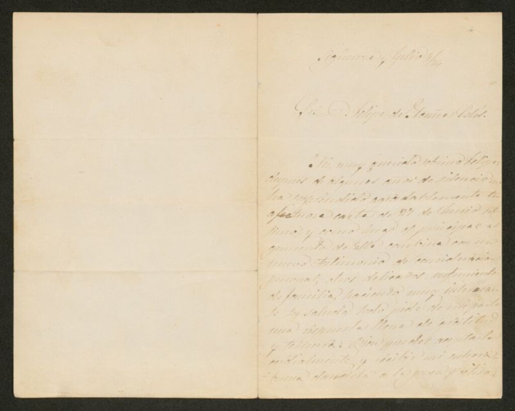 Miniatura de Carta], 1874 jul. 4, Sigüenza, a Felipe de Acuña