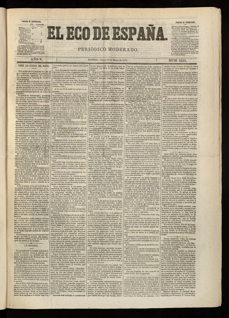 Miniatura de El Eco de España del 26 de marzo de 1874