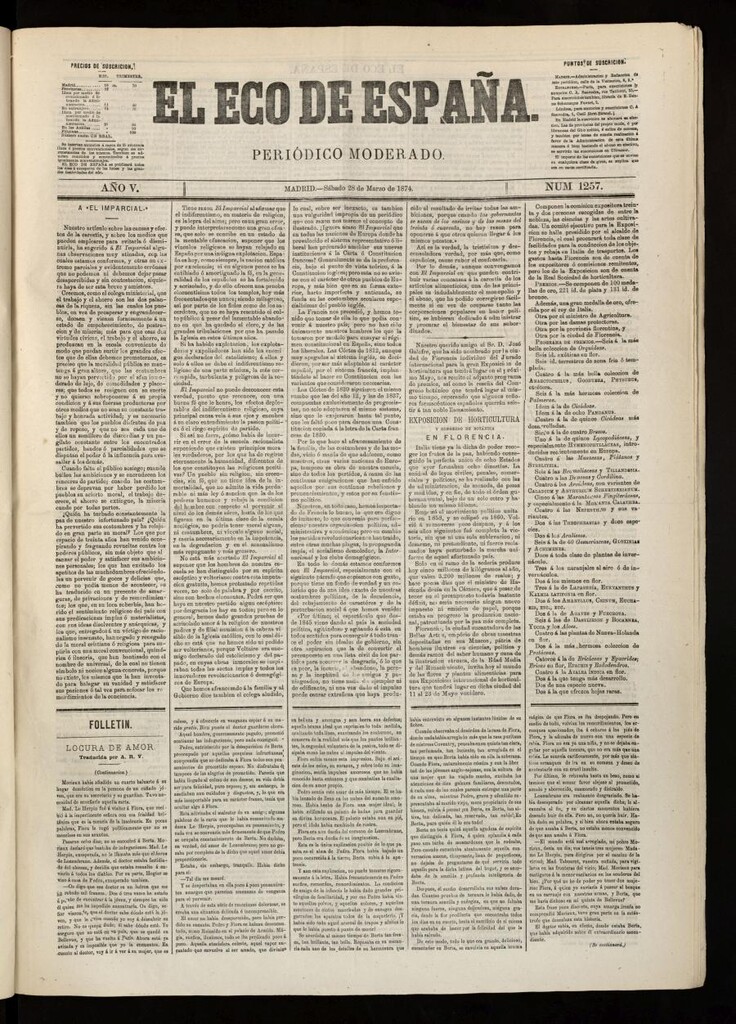 Miniatura de El Eco de España del 28 de marzo de 1874