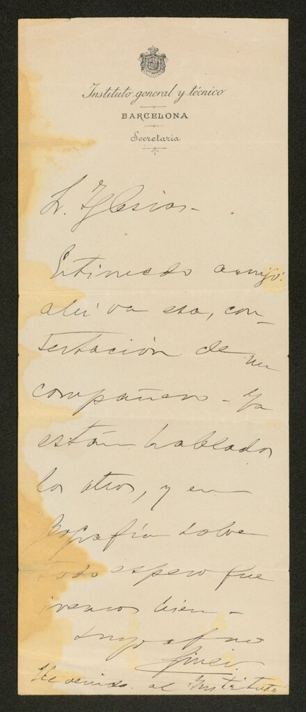 Miniatura de [Carta], [s.a.], Barcelona, al señor Iglesias