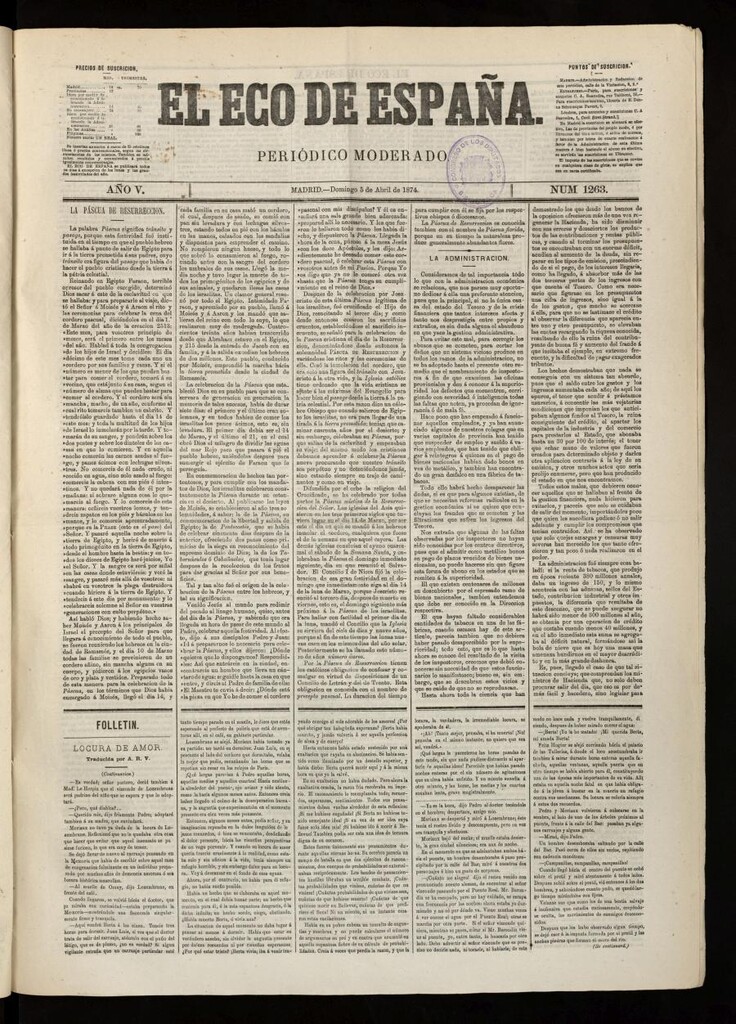 Miniatura de El Eco de España del 5 de abril de 1874