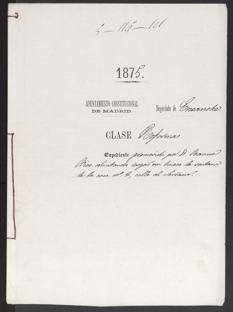Miniatura de D. Ramón Rico, solicitando rasgar un hueco de ventana de la casa nº 2, calle de Serrano
