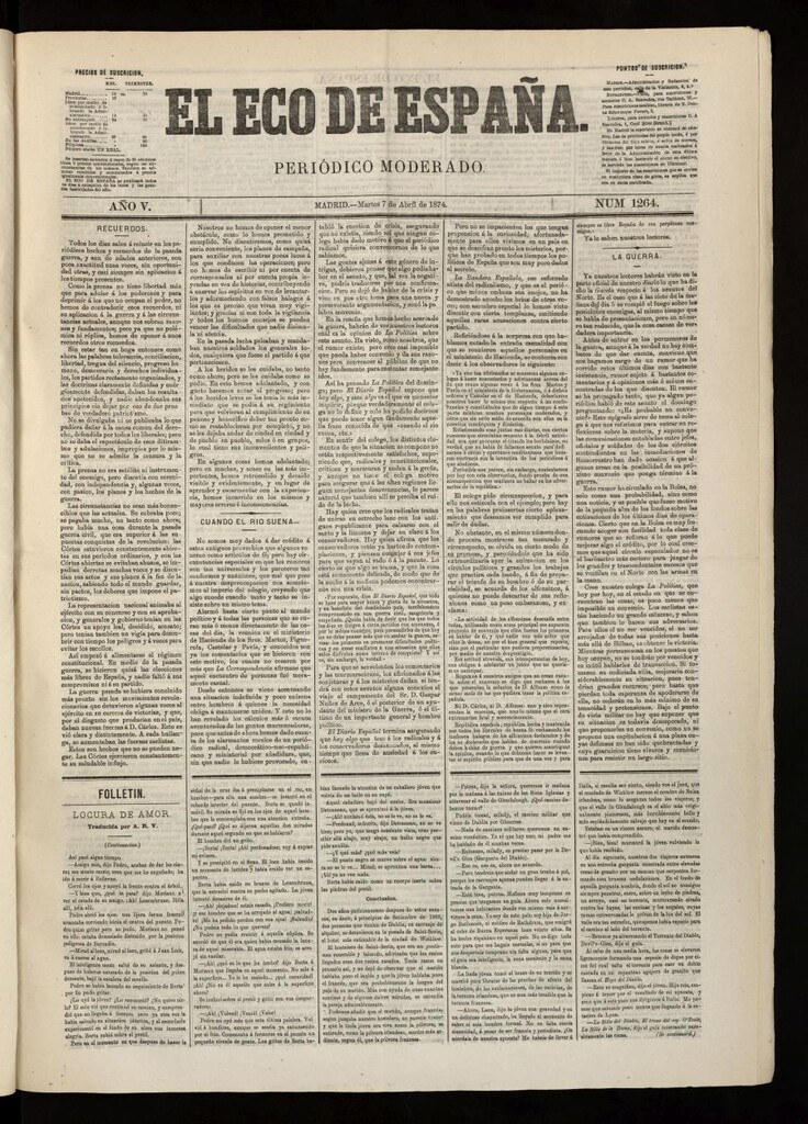 Miniatura de El Eco de España del 7 de abril de 1874