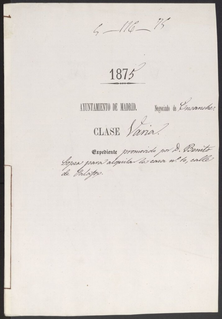 Miniatura de D. Benito López, para alquilar la casa nº 10, calle de Palafox.