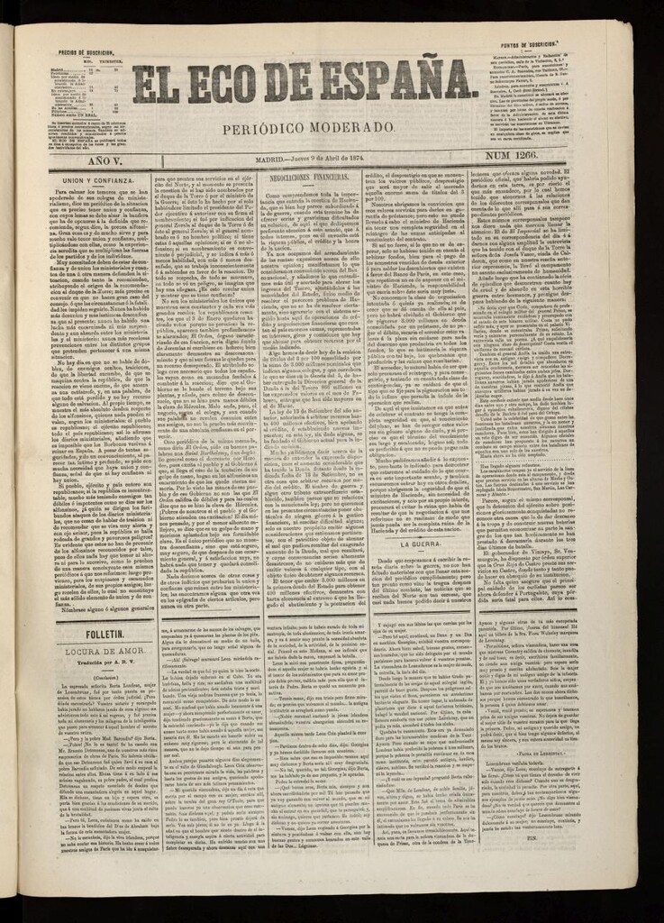 Miniatura de El Eco de España del 9 de abril de 1874