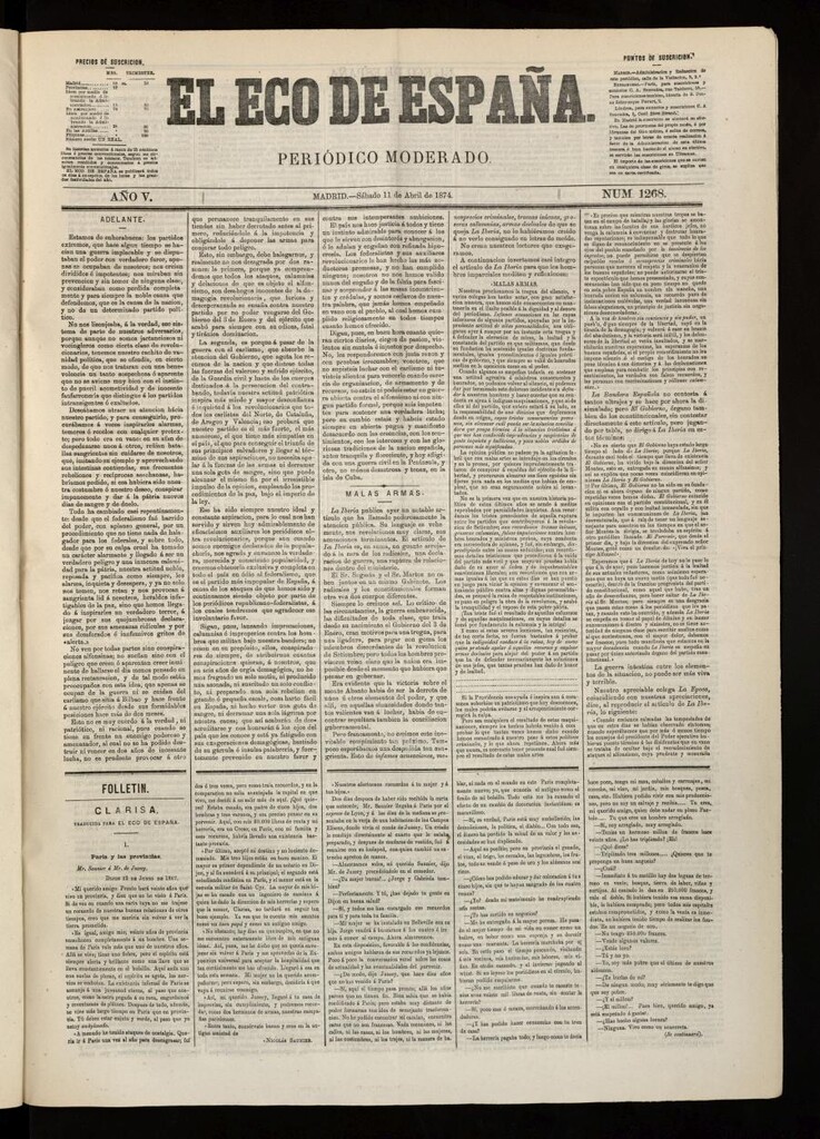 Miniatura de El Eco de España del 11 de abril de 1874