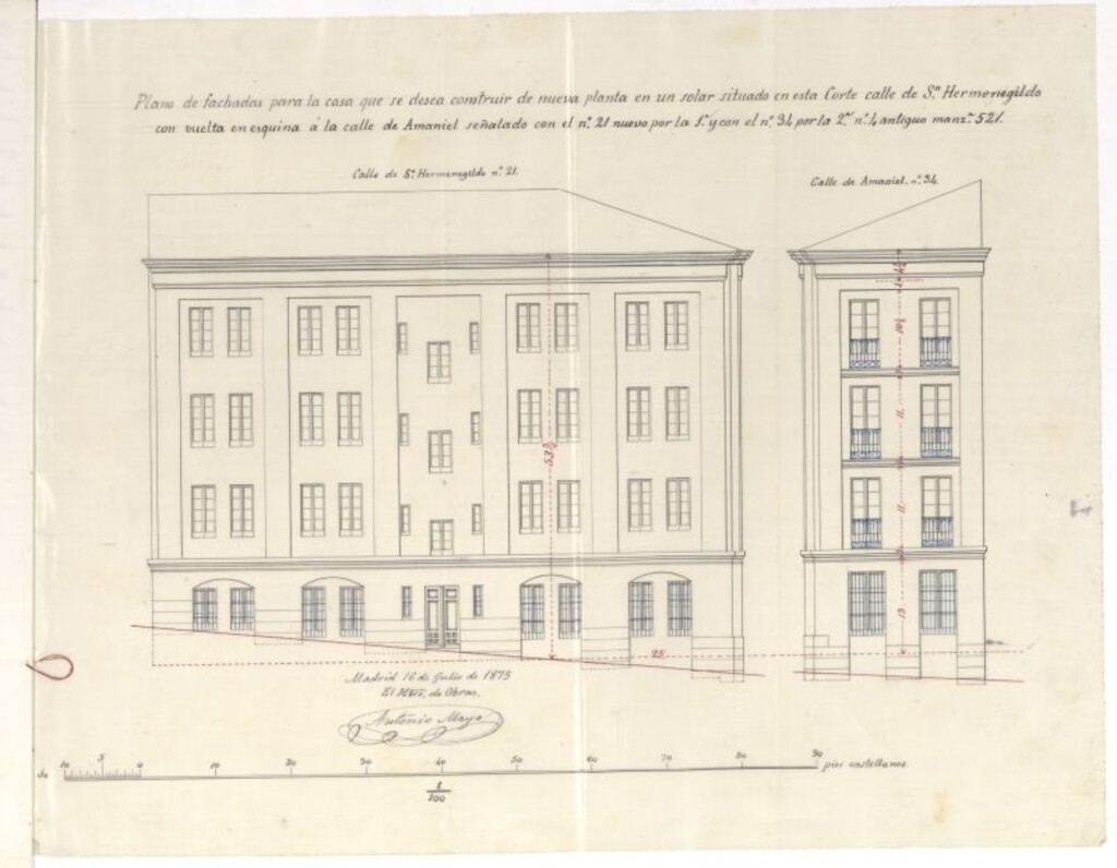 Miniatura de D. Antonio Mayol, para edificar de nueva planta en el solar nº 21 de la calle de San Hermenegildo.