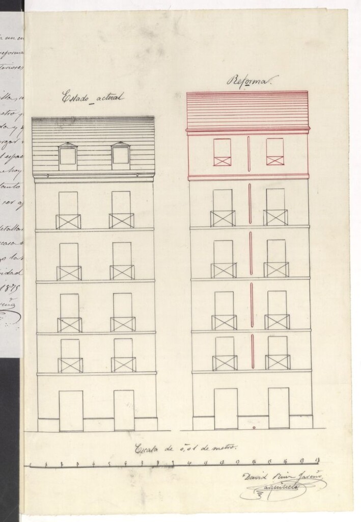 Miniatura de D. Marcelo Martínez Alcabilla, en solicitud de licencia para aumentar un piso a la casa nº 25 de la calle de San Bernardo.