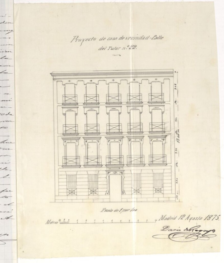 Miniatura de Dª Adela Gaspar, en solicitud de licencia para construir de nueva planta la casa nº 22 de la manzana 4ª del Barrio de Argüelles.