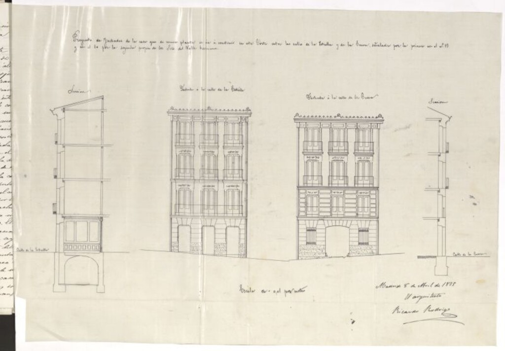 Miniatura de D. Félix y D. Francisco Javier del Valle, en solicitud de licencia para construir de nueva planta la casa nº 7, de la calle de Estrella con vuelta a la Cuevas.