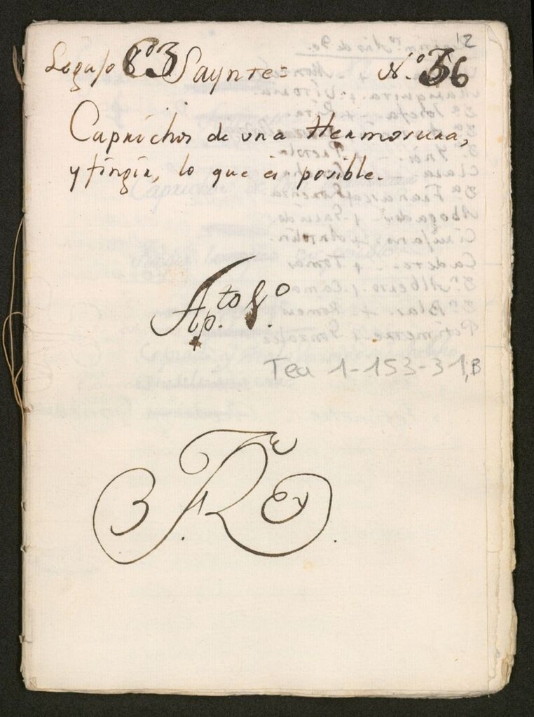 Miniatura de Caprichos de una hermosura y Fingir lo que es posible [Manuscrito]: Saynete