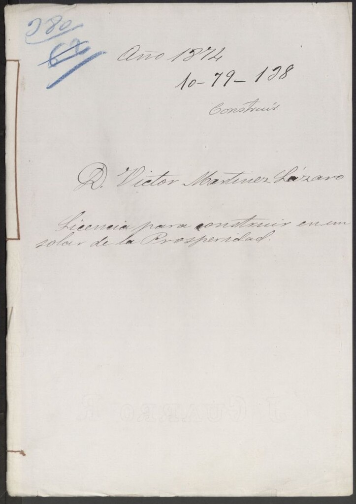 Miniatura de D. Victor Martínez Lázaro, licencia para construir en un solar de la Prosperidad.