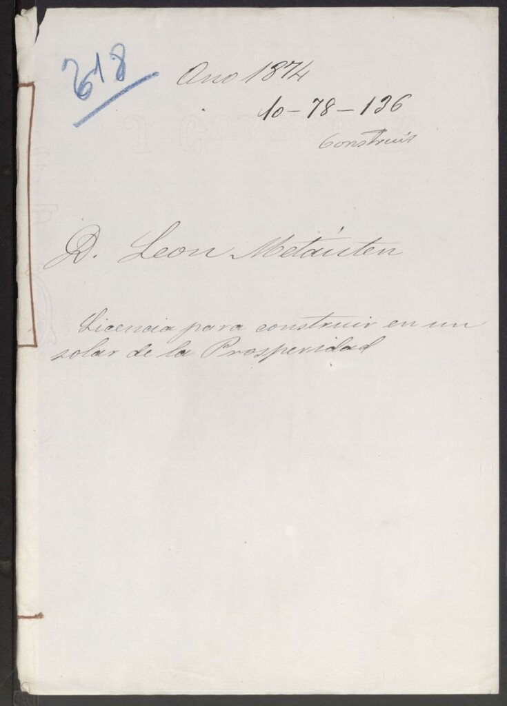 Miniatura de D. Leon Metainten, licencia para construir en un solar de la Properidad.