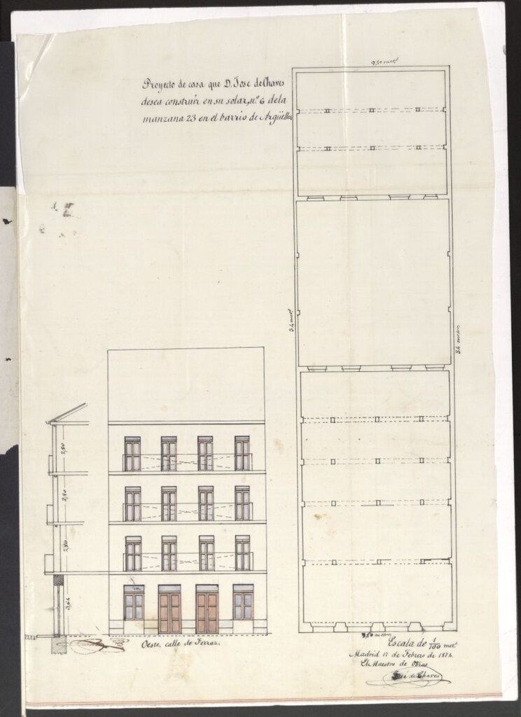 Miniatura de D. José Chaves, en solicitud de licencia para construir de nueva planta en el solar nº 6 de la manzana 23 del Barrio de Argüelles.