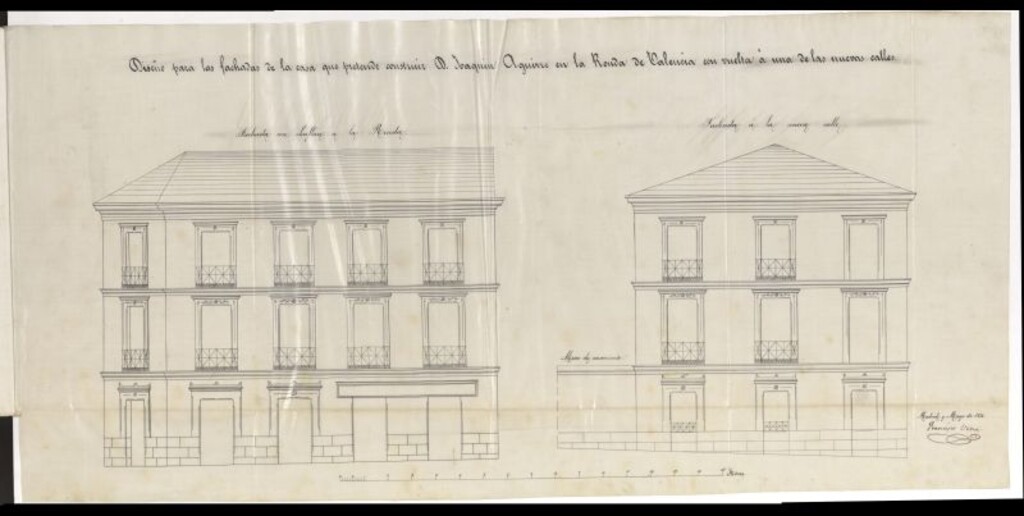 Miniatura de D. Joaquín Aguirre, en solicitud de licencia para edificar de nueva planta en solar nº 6 de los 20 en que se han dividido los terrenos de la Aduana Vieja.