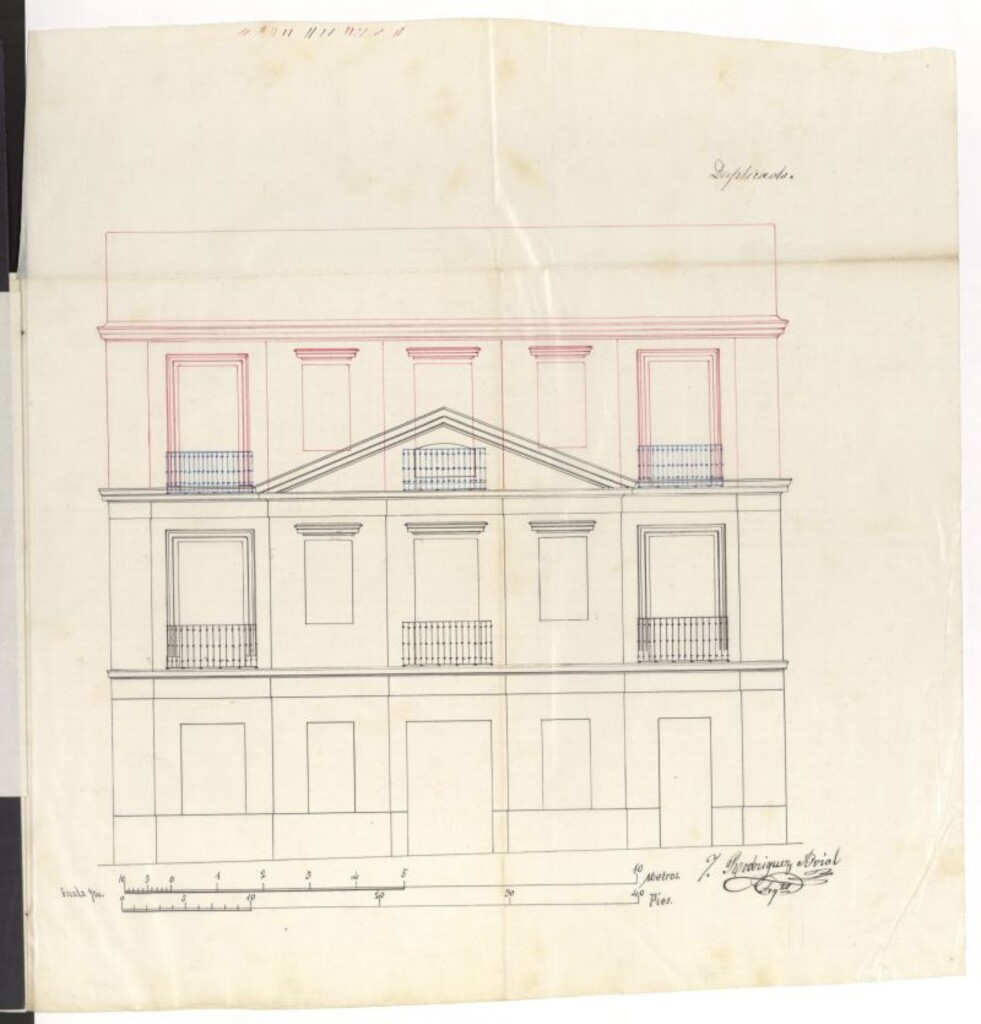 Miniatura de D. Eugenio Romillo, en solicitud de licencia para elevar un piso en la casa nº 4 de la Plaza de la Armeria.