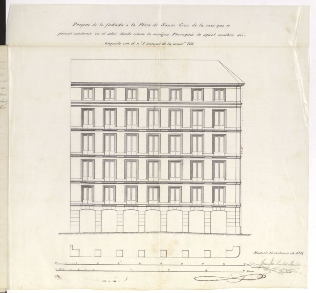 Miniatura de D. Romualdo Cespedes, en solicitud de licencia para construir de nueva planta una casa en el solar de la Iglesia de Santa Cruz.